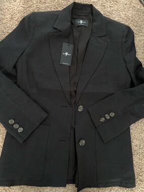 7 for all mankind women’s Black Blazer Suit Jacket 2 Button
